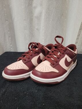 Nike Dunk Low Style Sneakers in Maroon and Blush